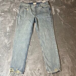 NWT Free People Unknown Legend Slim Straight Leg Jeans in Sea Mist Size 28